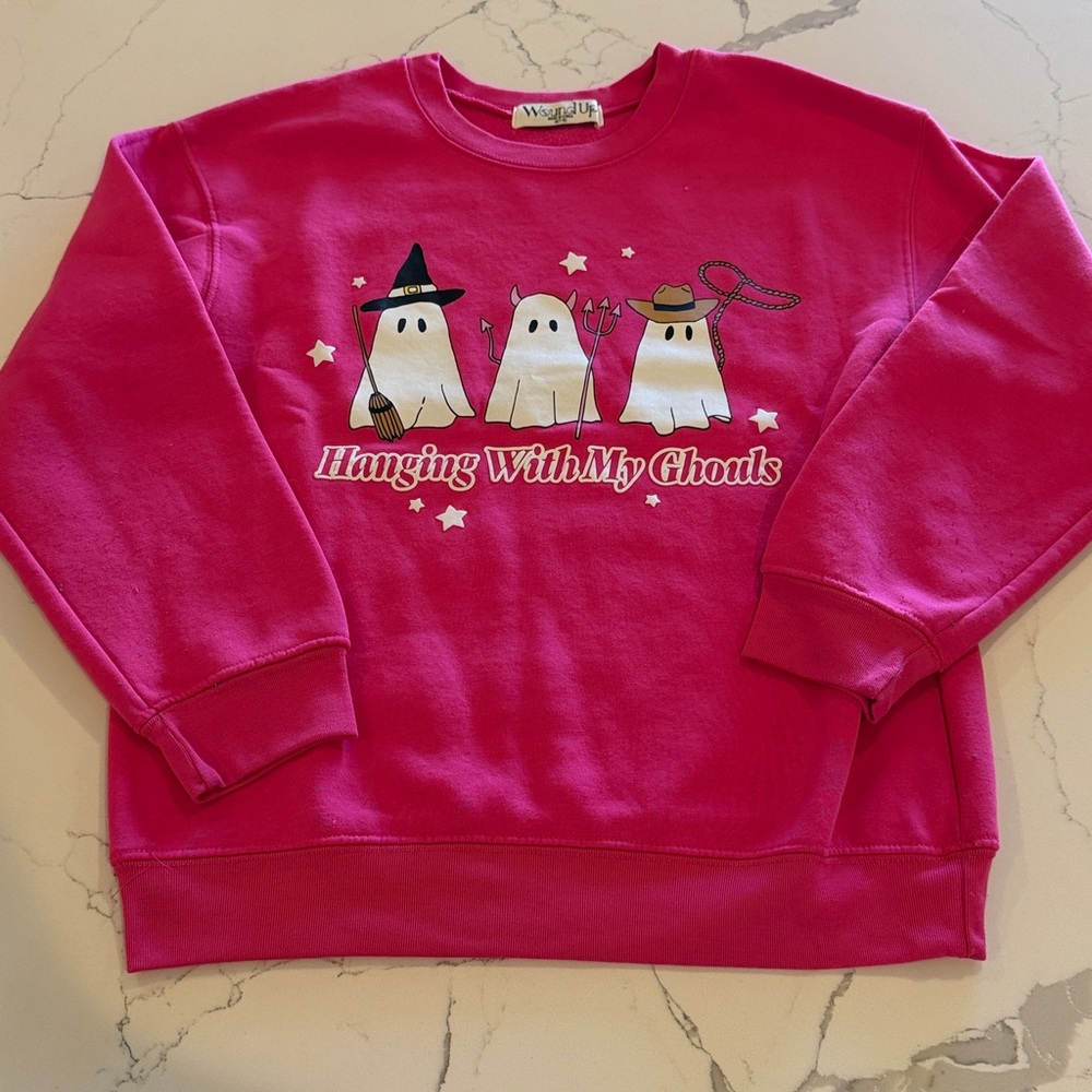 Pink Crewneck - Halloween Ghosts Dressing Up “Hanging with my Ghouls”